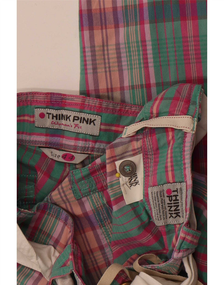 Think Pink γυναικείο παντελόνι Capri IT 44 Medium W28 L21 Πολύχρωμο Check