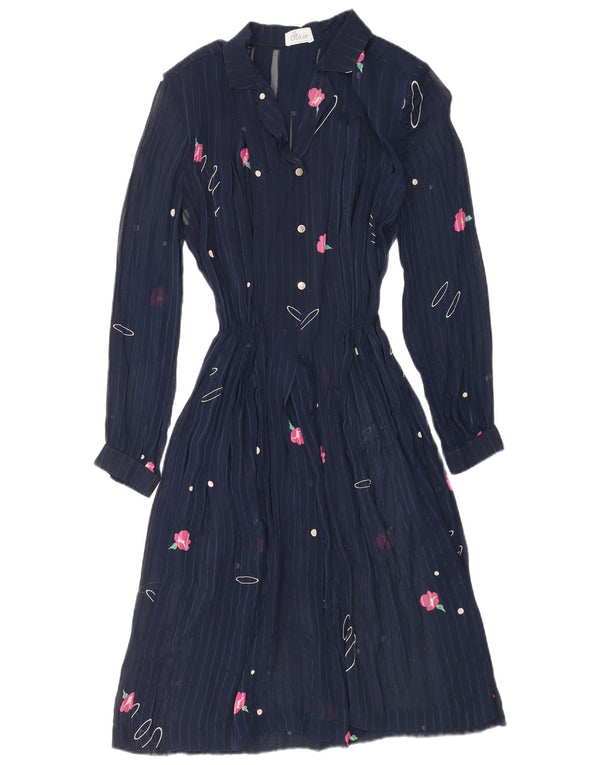 Etam γυναικείο μάξι φόρεμα μακρυμάνικο UK 16 Large Navy Blue Floral