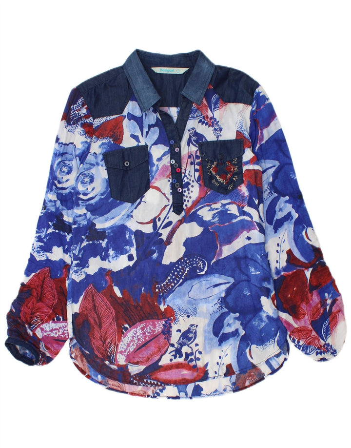 Desigual Γυναικείο πουλόβερ Μπλούζα UK 10 Small Blue Floral