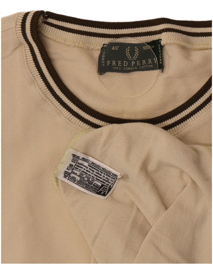 Fred Perry Ανδρικό T-Shirt Top Μικρό μπεζ βαμβακερό