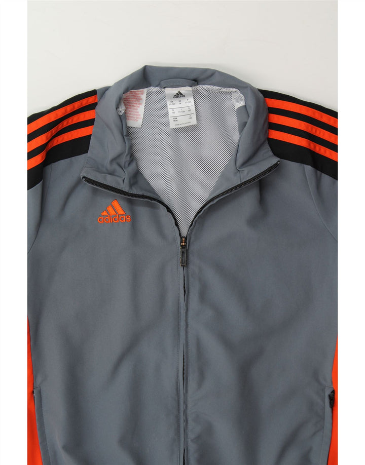 ADIDAS Boys Climalite Tracksuit Top Jacket 11-12 Years Blue Colourblock Vintage Adidas and Second-Hand Adidas from Messina Hembry 