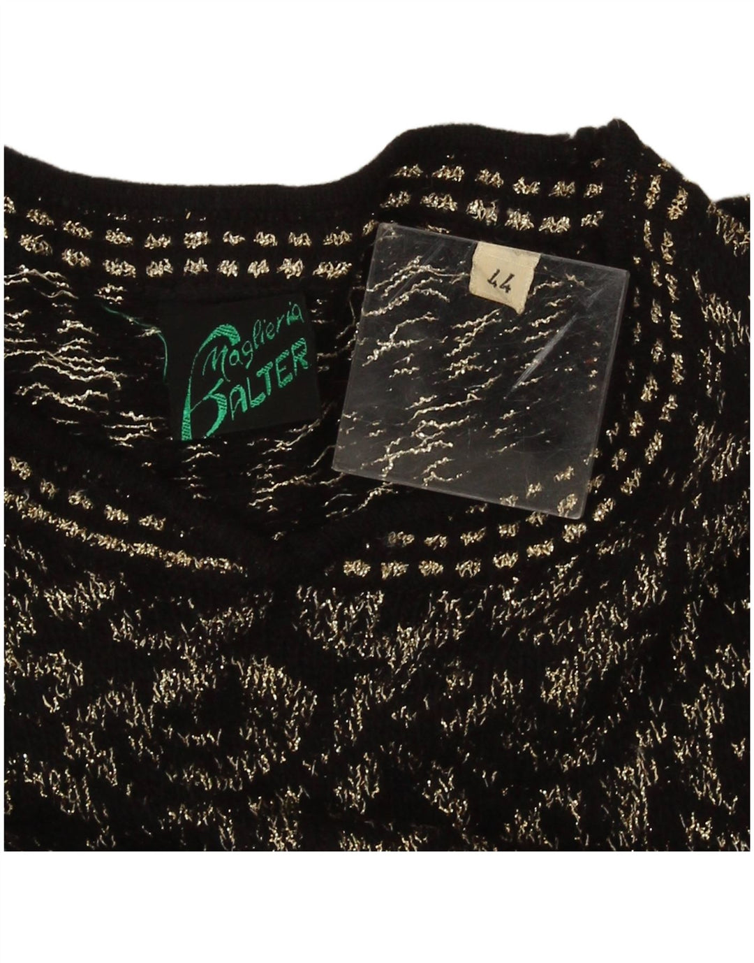 Vintage γυναικείο πουλόβερ με λαιμόκοψη IT 44 Medium Black Geometric