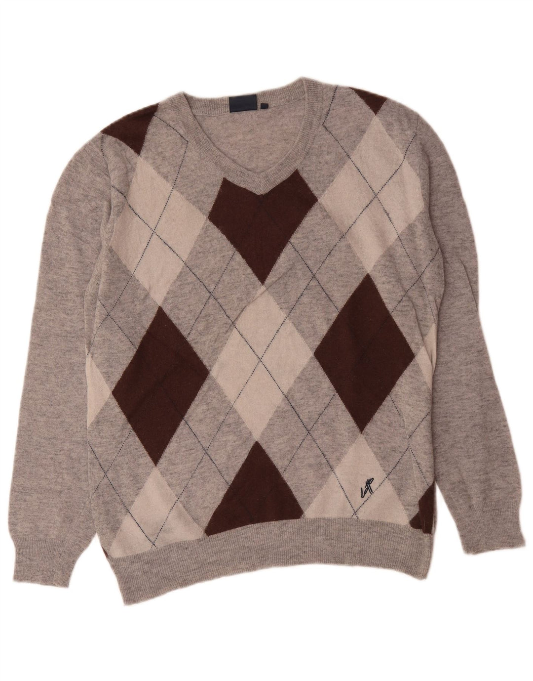 Ανδρικό πουλόβερ Lotto με V λαιμόκοψη XL Γκρι Argyle/Diamond Wool
