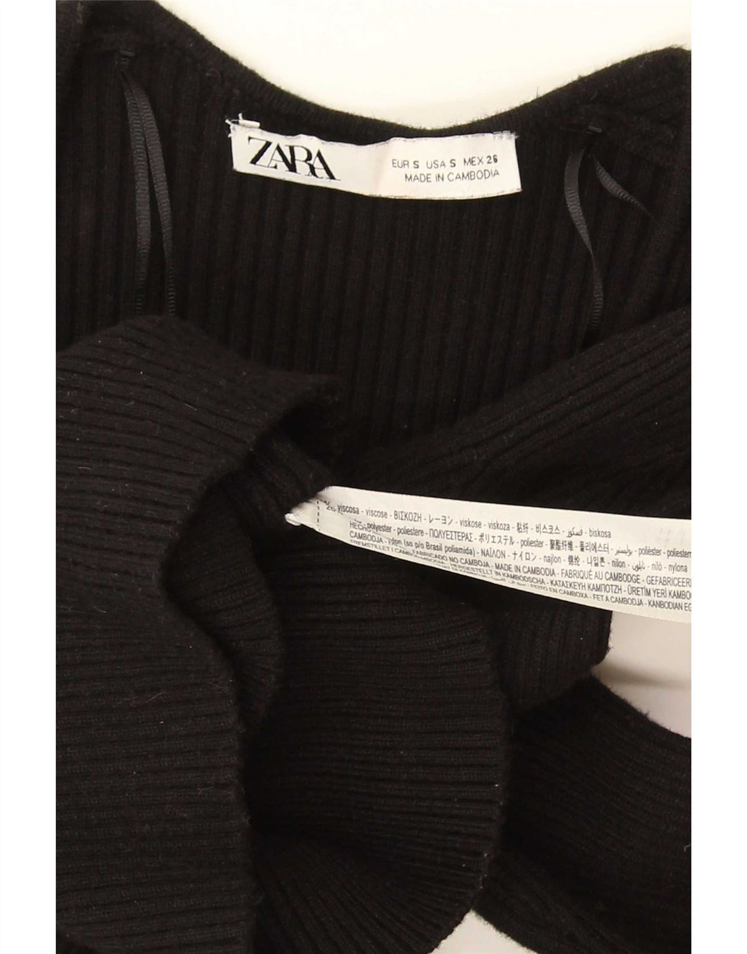 Zara Womens Crop Top UK 8 Small Black Viscose