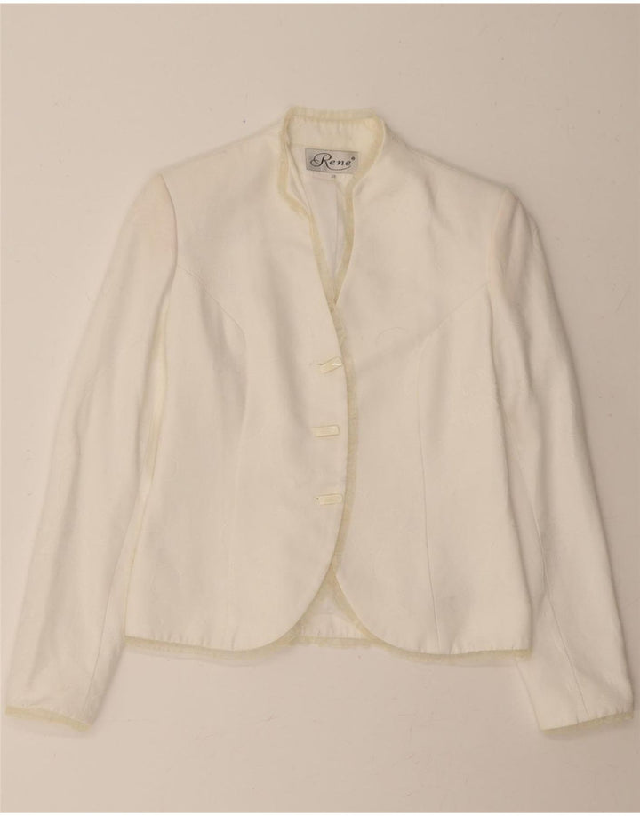 RENE Womens 3 Button Blazer Jacket IT 38 XS White Vintage Rene and Second-Hand Rene from Messina Hembry 