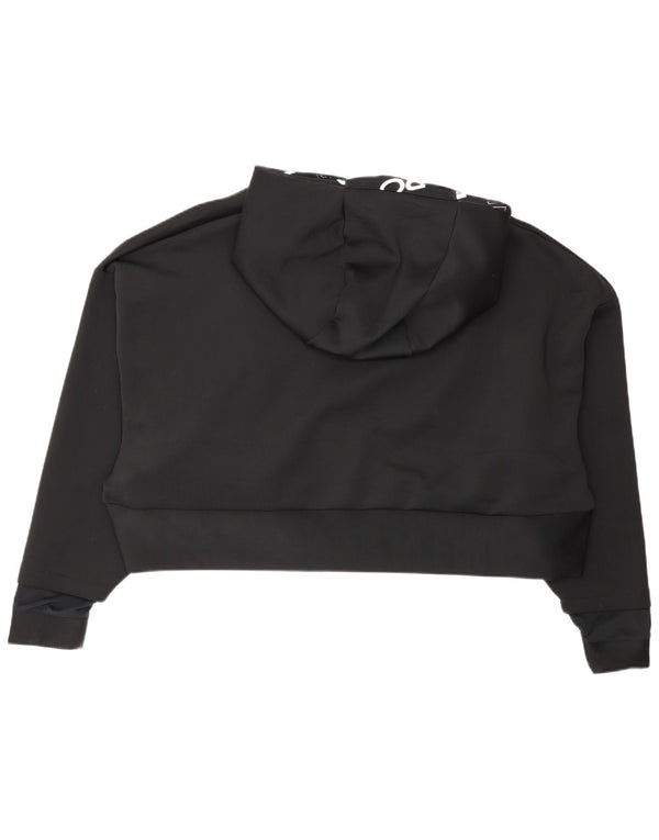 Nike γυναικείο Dri Fit Crop Hoodie Jumper UK 14 2XL Αθλητικό μαύρο πολυεστέρα