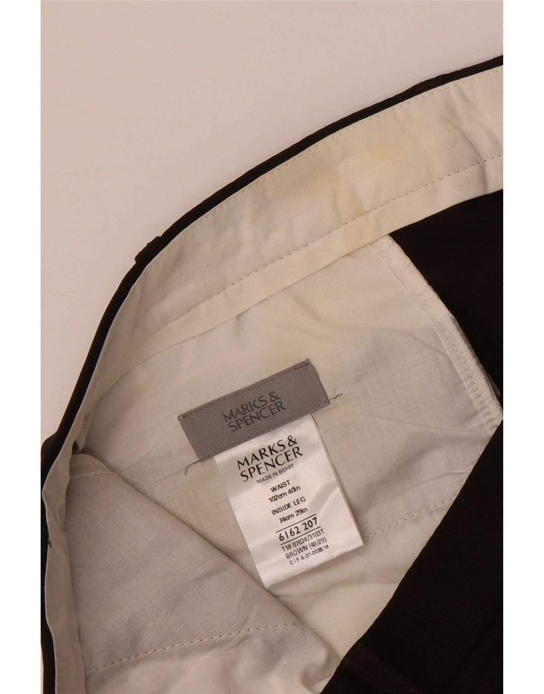 Marks & Spencer Mens Straight Suit Trousers W40 L29 Brown Polyester