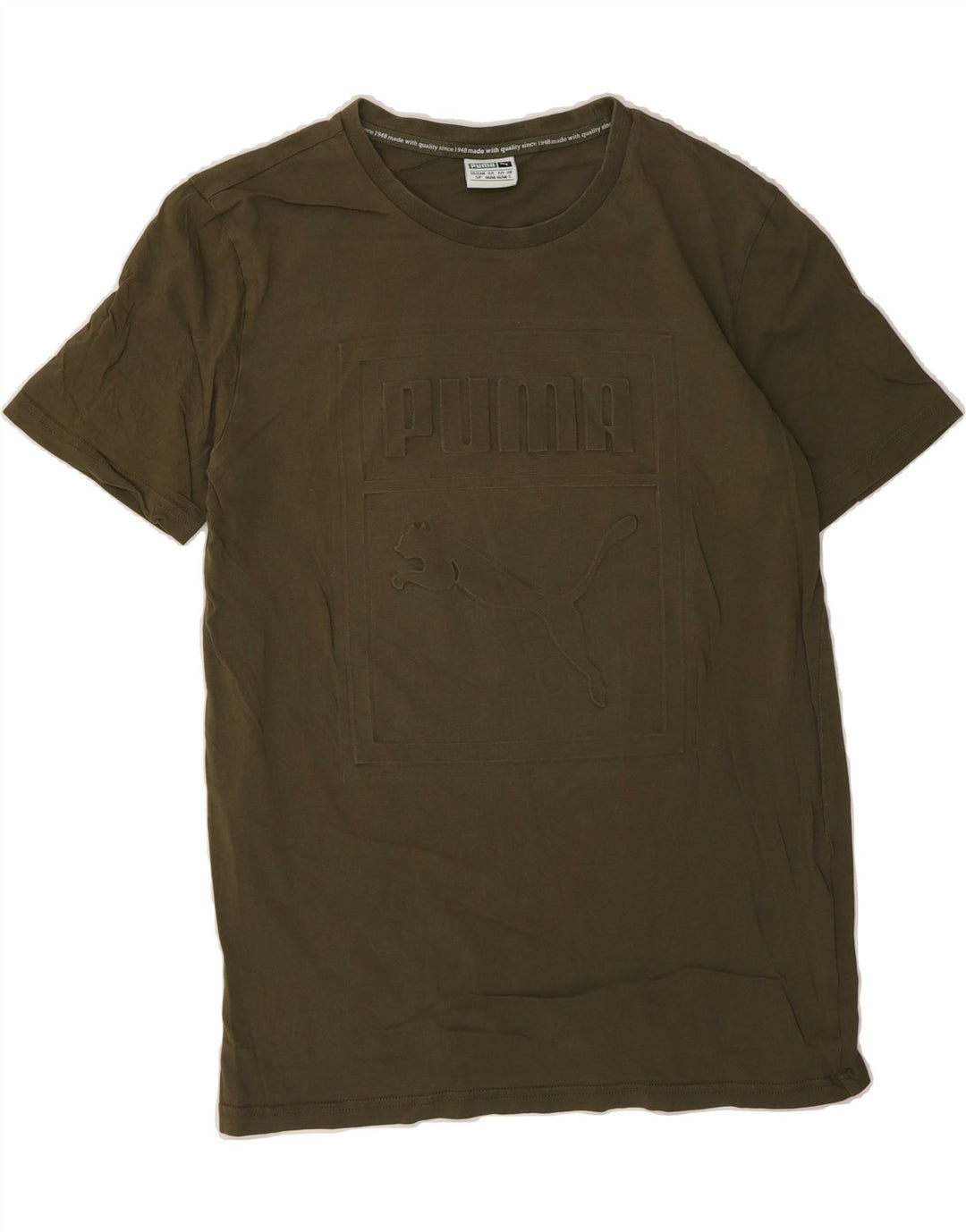 PUMA Mens Graphic T-Shirt Top Small Green Cotton Vintage Puma and Second-Hand Puma from Messina Hembry 