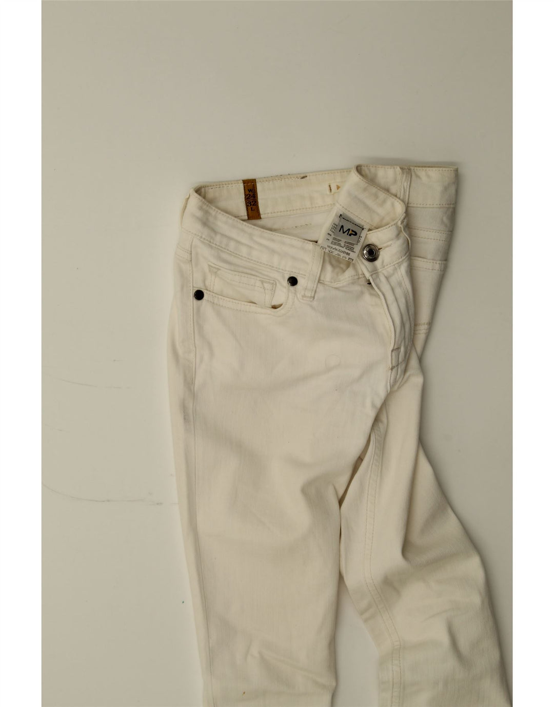 MELTIN' POT Womens Straight Jeans W24 L27 White Cotton Vintage Meltin' Pot and Second-Hand Meltin' Pot from Messina Hembry 