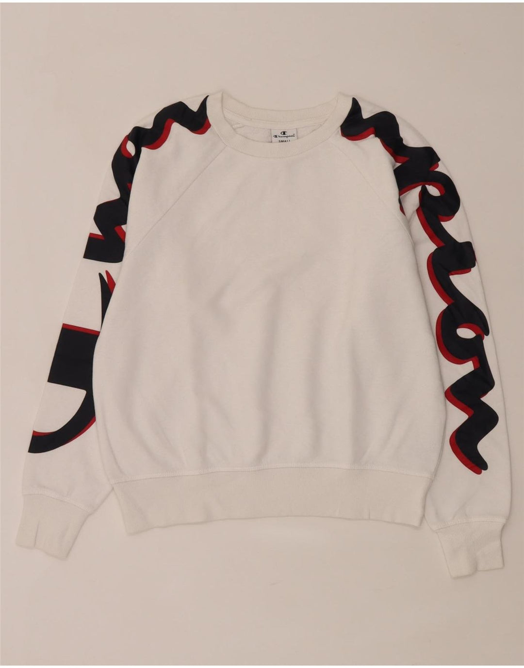 Champion Womens Oversized γραφικό φούτερ Jumper UK 10 Small White
