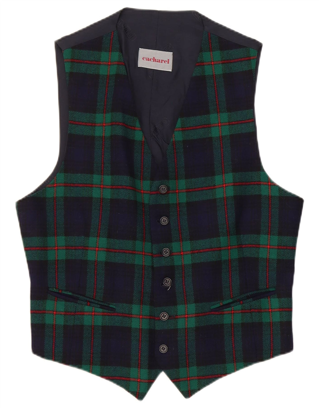 Ανδρικό γιλέκο Cacharel IT 50 Medium Navy Blue Check Wool