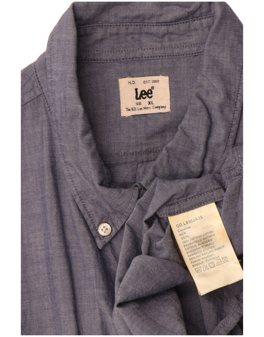 Ανδρικό πουκάμισο Lee XL Navy Blue Cotton