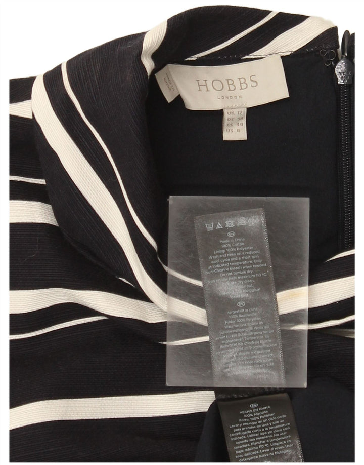 Γυναικείο φόρεμα Hobbs UK 12 μέτριο μαύρο ριγέ βαμβακερό