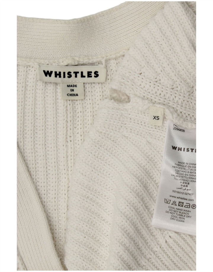 WHISTLES Γυναικείο πουλόβερ ανοιχτό Crop ανοιχτό UK 6 XS Λευκό βαμβακερό
