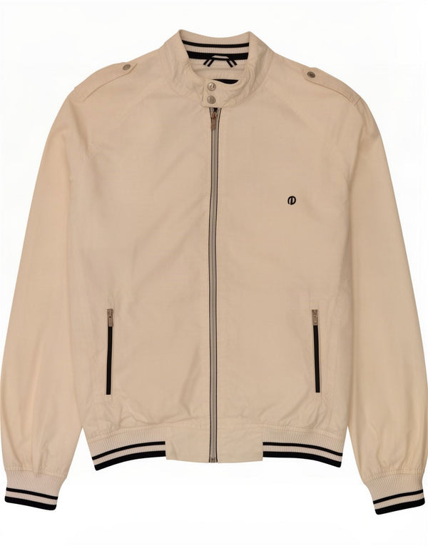 Jack & Jones Mens Bomber Jacket UK 40 Large White Polyester