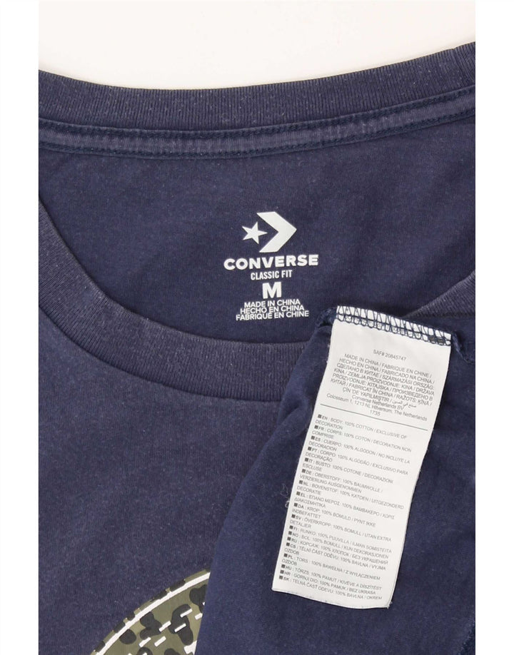 Γυναικείο γραφικό T-Shirt Converse Top UK 12 Medium Navy Blue από βαμβάκι