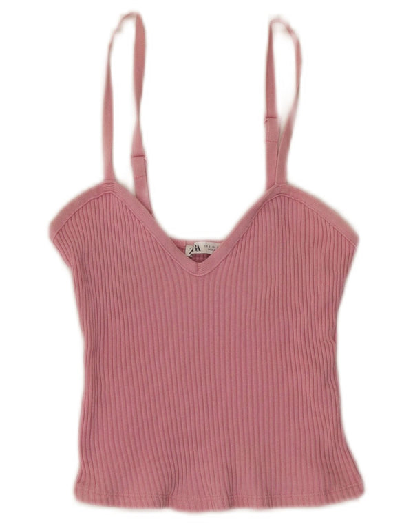 Zara Womens Crop Cami Top UK 8 Small Pink