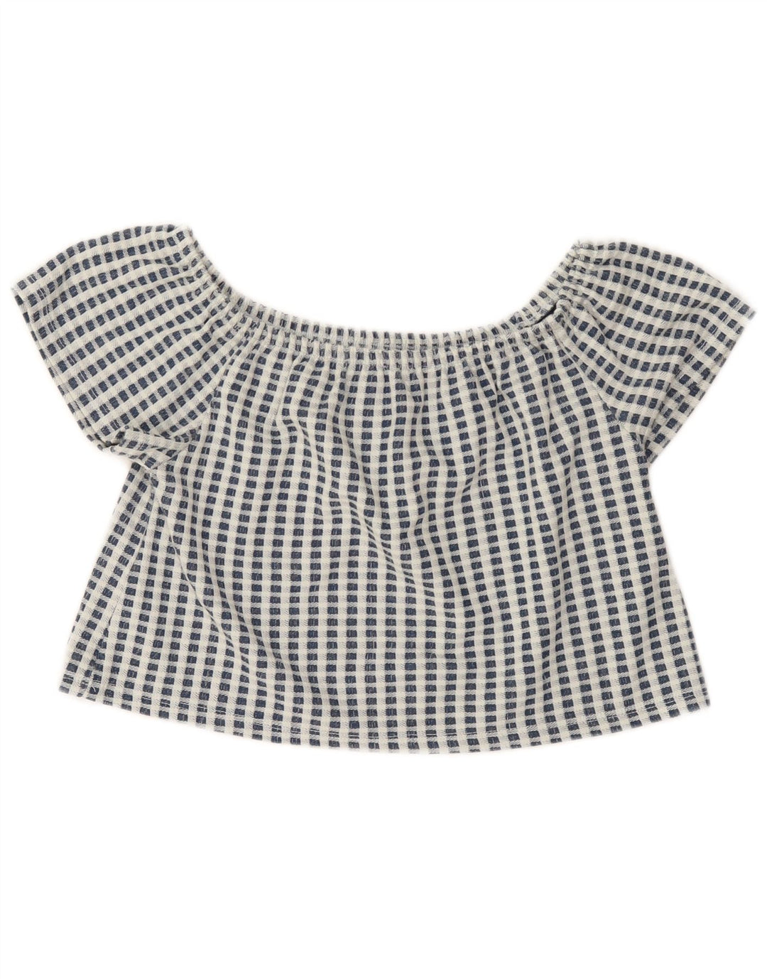 Zara Womens Trafaluc Crop Top 10 Small Blue Check Polyester