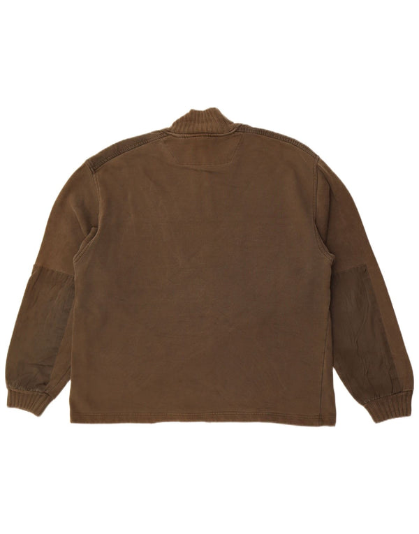 Marlboro Classics Mens Utility Zip Neck Sweatshirt Jumper Large Khaki