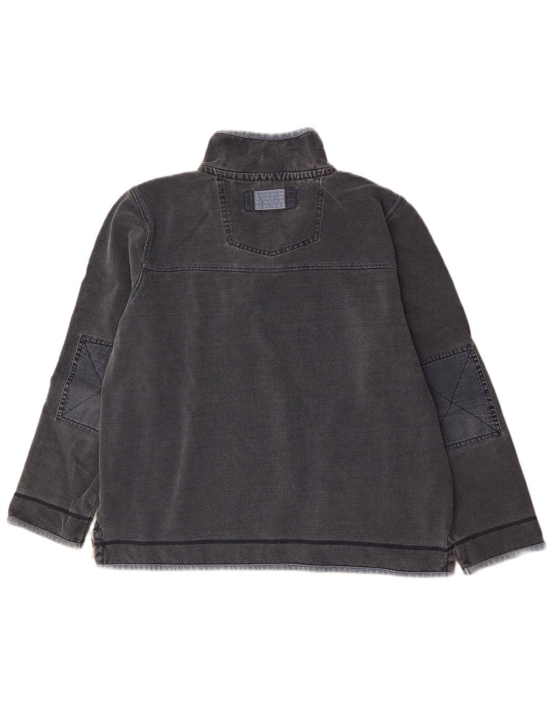 Ανδρικό φούτερ με λαιμόκοψη με φερμουάρ για πρόσωπο με μεγάλο γκρι βαμβακερό