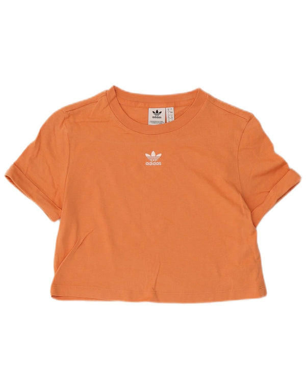 Γυναικείο T-Shirt Adidas Crop Top UK 8 Small πορτοκαλί βαμβακερό