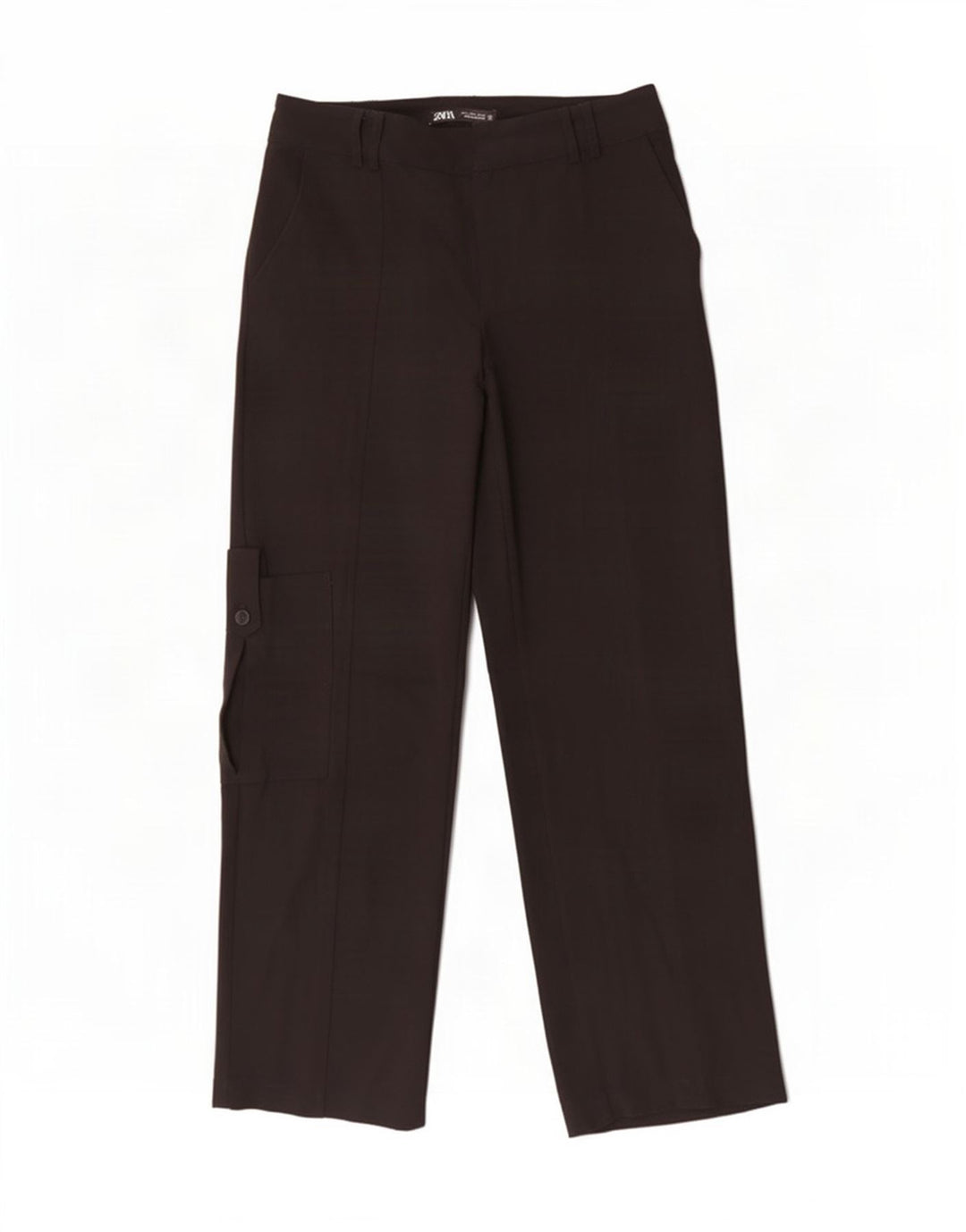 Zara Γυναικείο ίσιο παντελόνι Cargo Small W26 L31 Μαύρο Πολυεστέρα