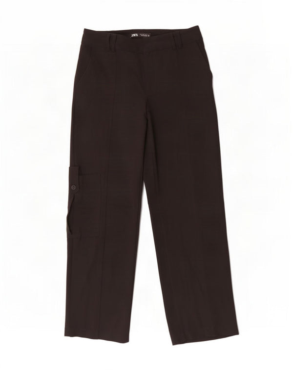 Zara Γυναικείο ίσιο παντελόνι Cargo Small W26 L31 Μαύρο Πολυεστέρα