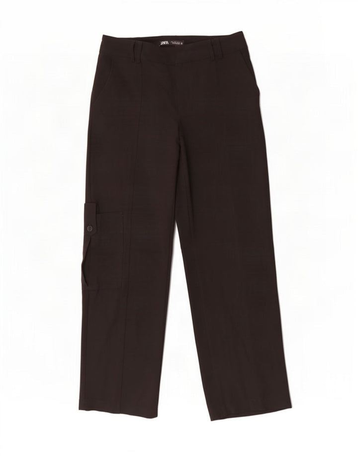 Zara Γυναικείο ίσιο παντελόνι Cargo Small W26 L31 Μαύρο Πολυεστέρα