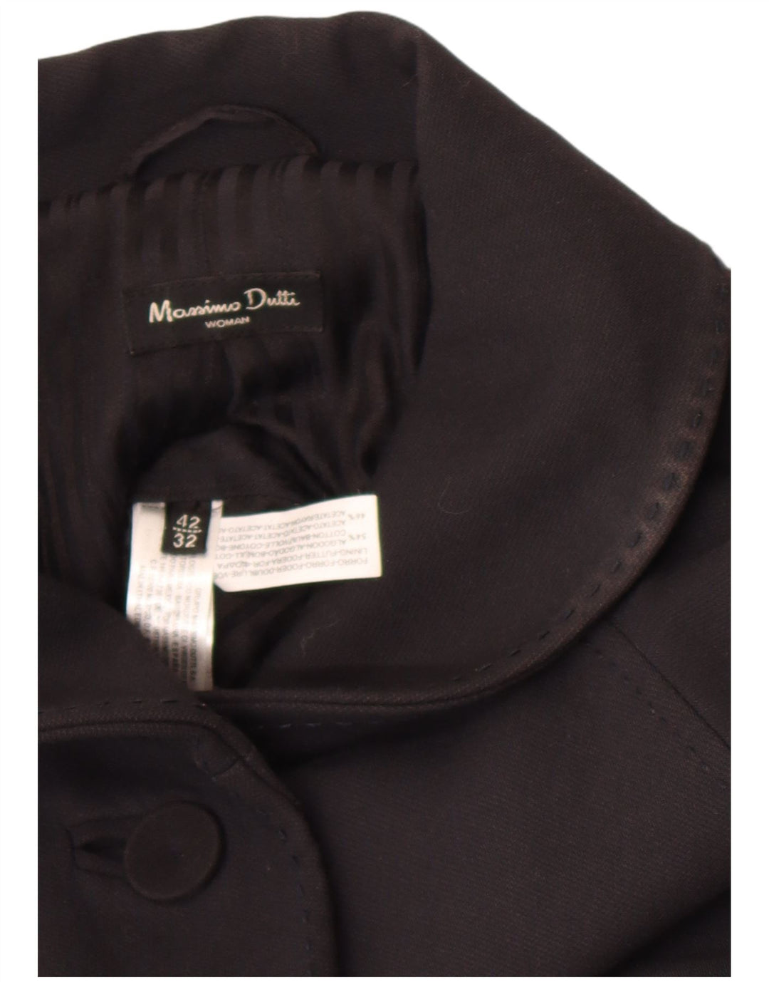 Massimo Dutti Γυναικείο Παλτό EU 42 Μεγάλο Μαύρο Βαμβακερό