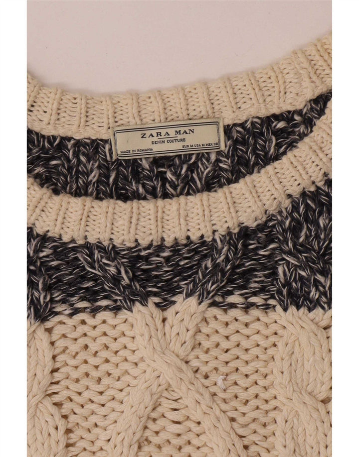 Ανδρικό πουλόβερ Zara Boat Neck Jumper Medium Beige ριγέ