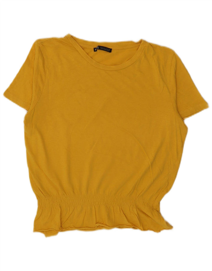 Zara Γυναικεία Μπλούζα Crop Top UK 14 Medium Yellow
