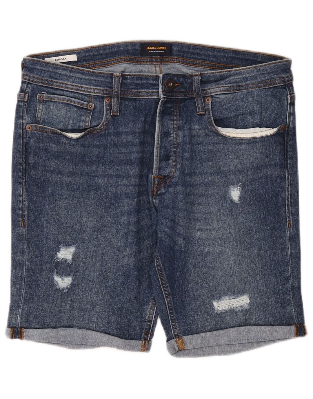 Jack & Jones Ανδρικό τζιν σορτς κανονικό ταλαιπωρημένο μεγάλο W36 μπλε βαμβακερό