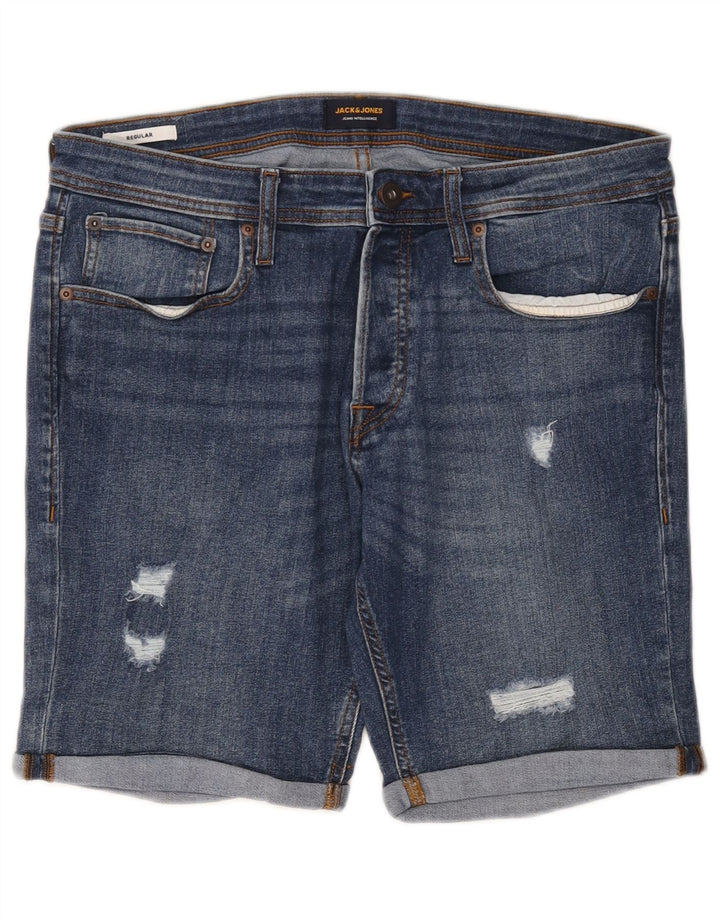 Jack & Jones Ανδρικό τζιν σορτς κανονικό ταλαιπωρημένο μεγάλο W36 μπλε βαμβακερό