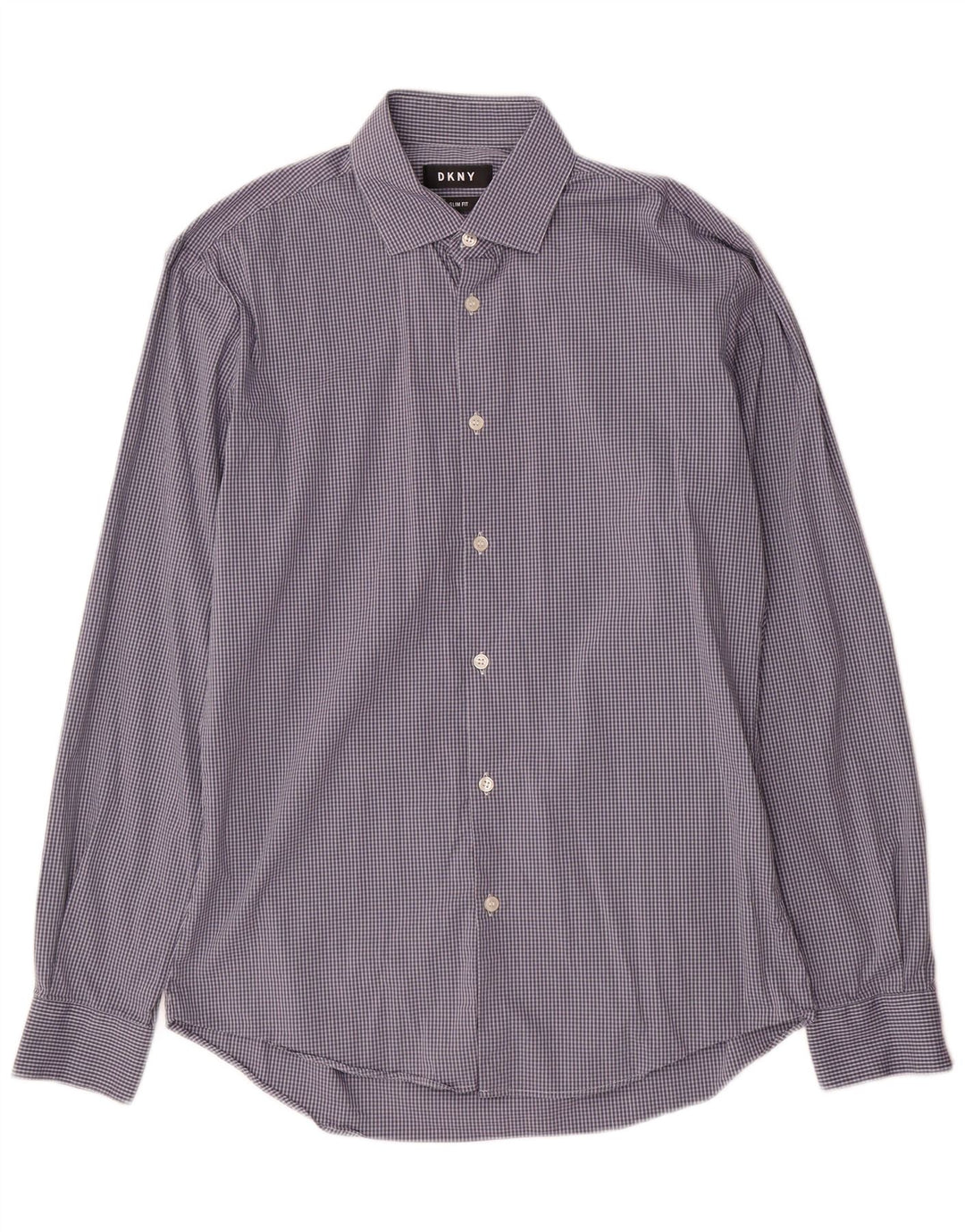 Ανδρικό πουκάμισο Dkny Slim Fit Μέγεθος 39 15/5 Medium Blue Check Cotton