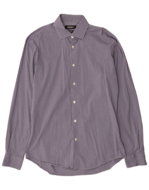 Ανδρικό πουκάμισο Dkny Slim Fit Μέγεθος 39 15/5 Medium Blue Check Cotton
