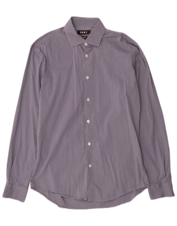 Ανδρικό πουκάμισο Dkny Slim Fit Μέγεθος 39 15/5 Medium Blue Check Cotton