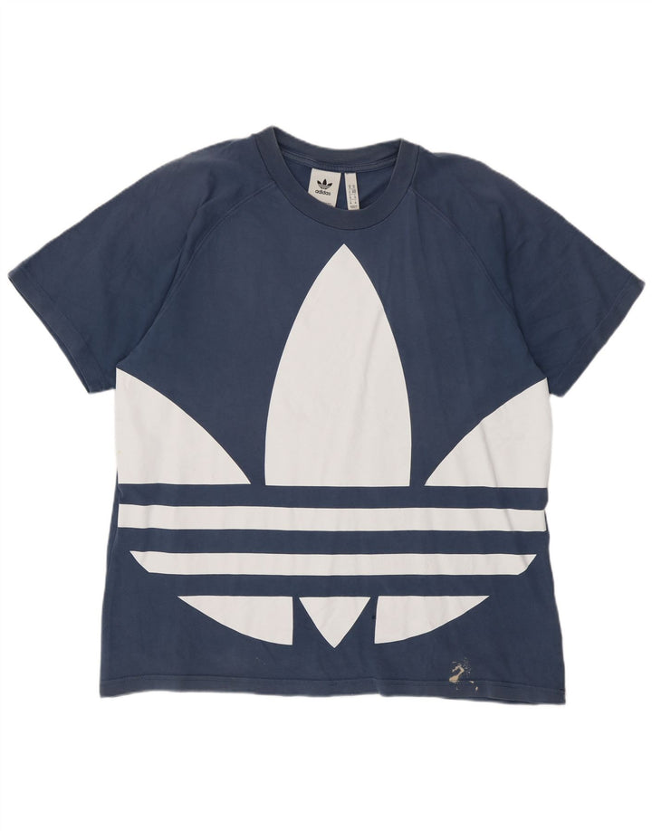 Ανδρικό γραφικό T-Shirt Adidas Top από μεσαίο μπλε βαμβακερό