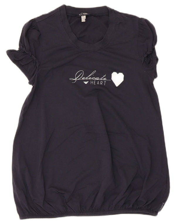 Armani Γυναικεία Γραφική Μπλούζα Top EU 34 2XS Navy Blue Cotton