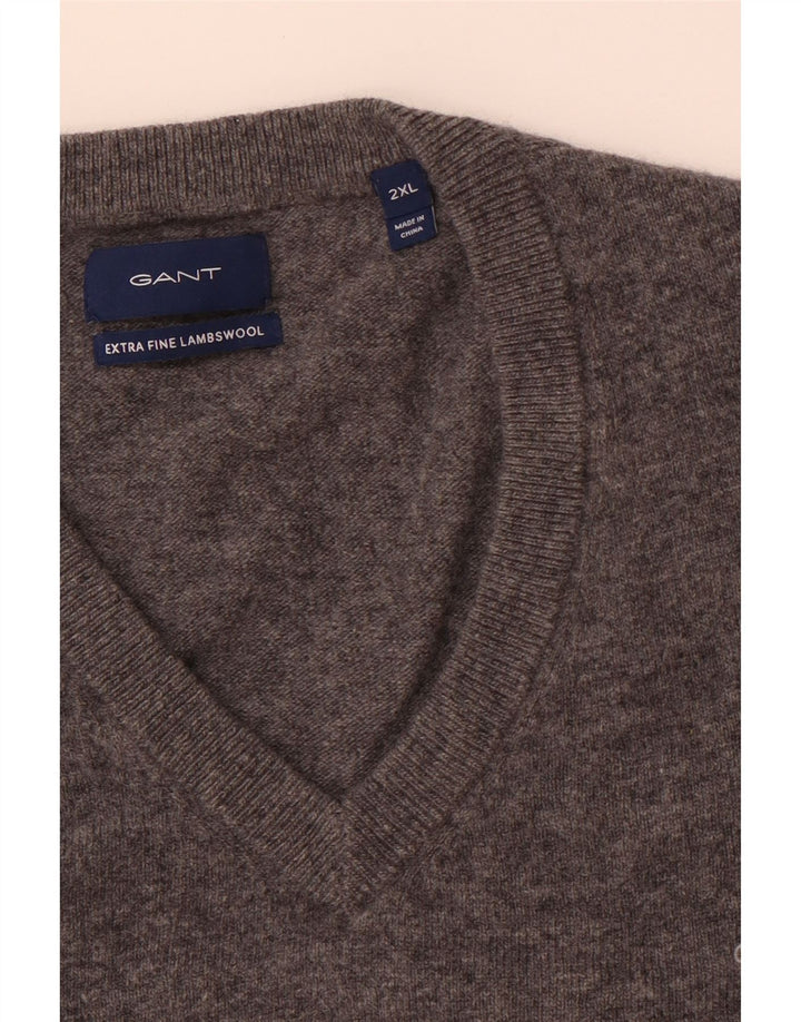 Ανδρικό πουλόβερ GANT με V λαιμόκοψη 2XL Γκρι Lambswool
