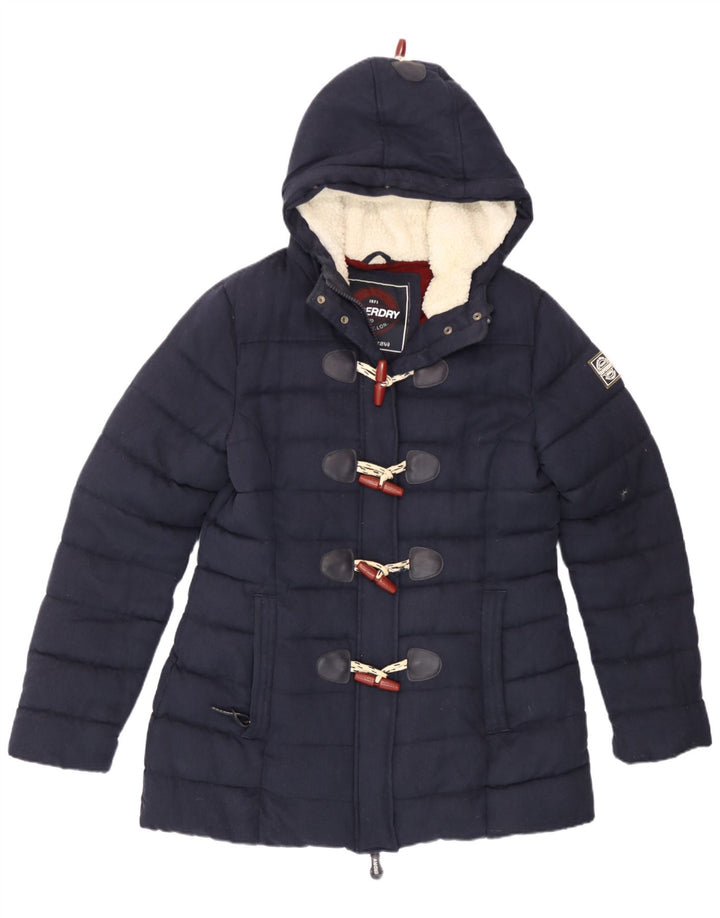 Superdry γυναικείο μπουφάν με κουκούλα Duffle UK 14 Large Navy Blue Polyester