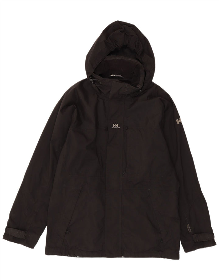HELLY HANSEN Ανδρικό μπουφάν βροχής με κουκούλα UK 38 Medium Black Nylon