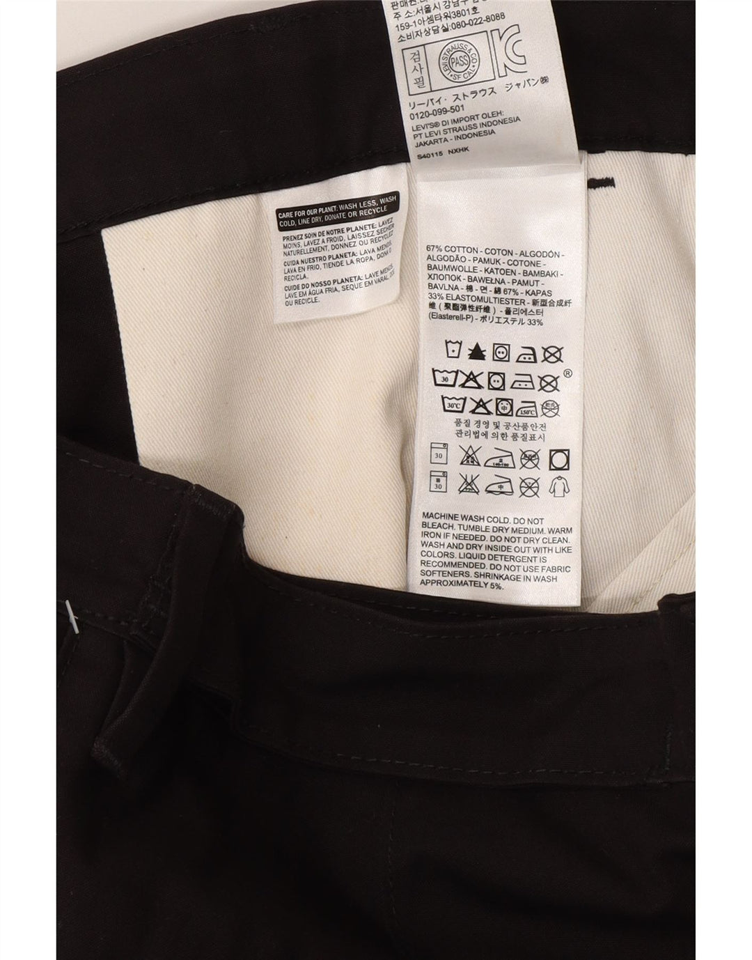 Ανδρικό παντελόνι Chino Levi's Slim W31 L32 Μαύρο βαμβακερό