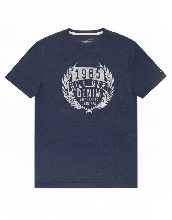 Tommy Hilfiger Ανδρικό γραφικό T-Shirt Top Large Navy Blue από βαμβάκι