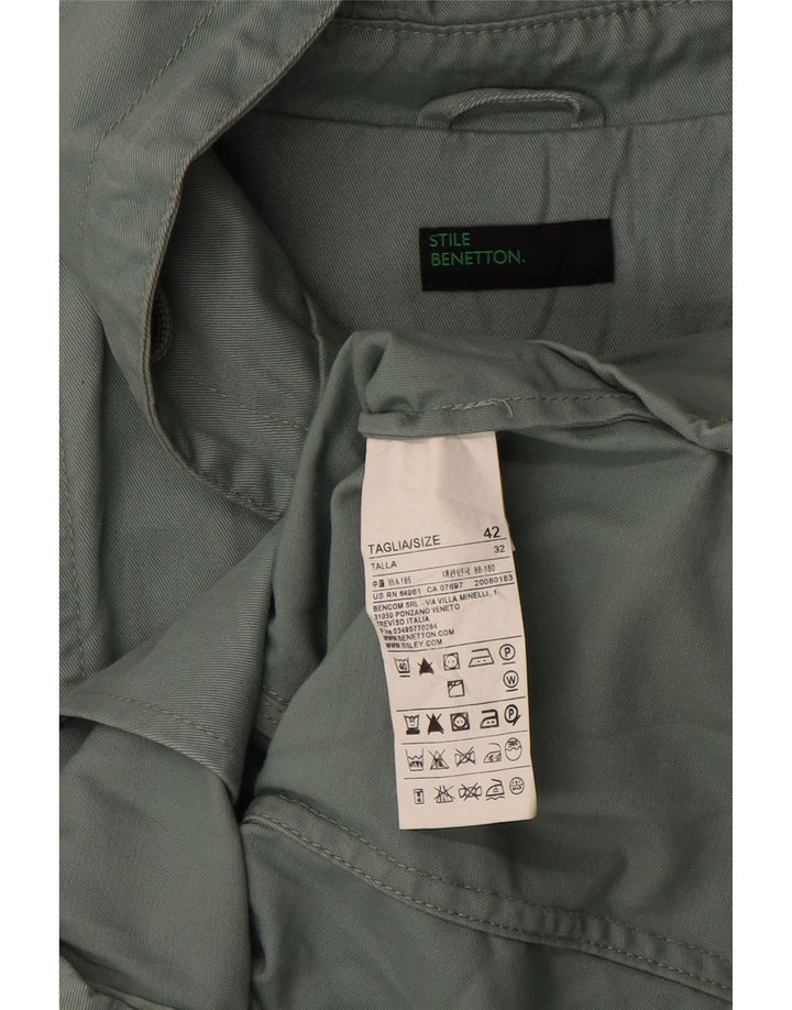 Benetton Γυναικείο Μπουφάν Parka με κουκούλα IT 42 Μεσαίο πράσινο βαμβακερό