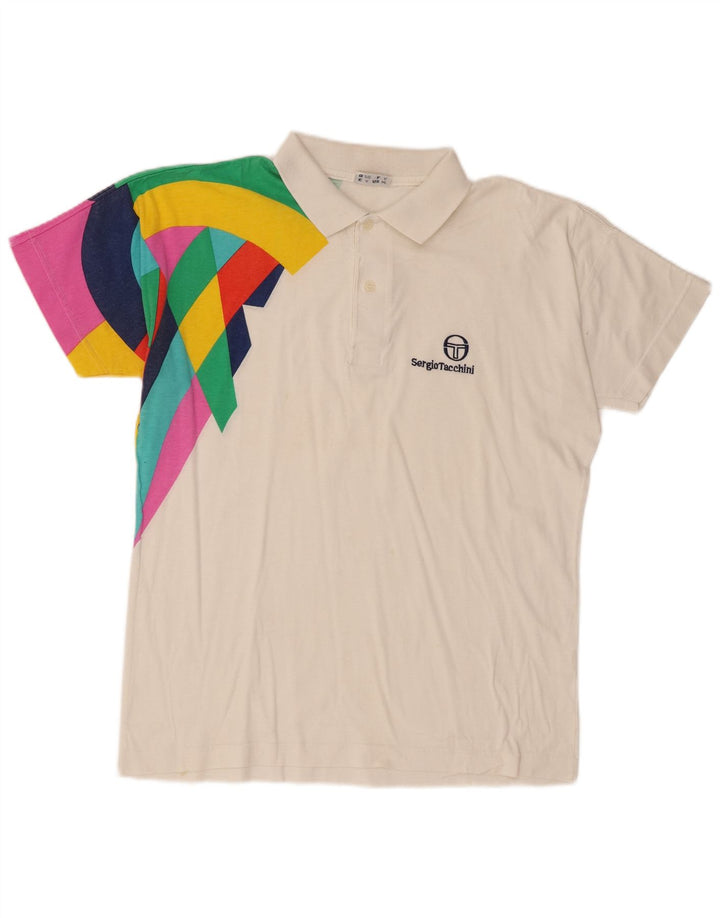 Sergio Tacchini Ανδρικό μπλουζάκι πόλο σε μεσαίο λευκό χρώμα, βαμβακερό