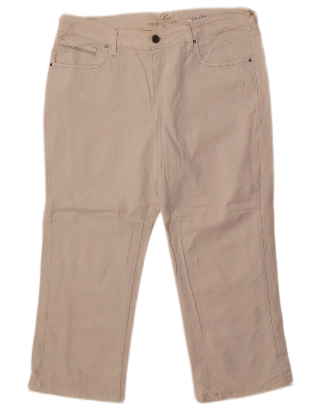 Γυναικείο Levi's Capri Jeans US 12 Large W32 L22 Λευκό βαμβακερό