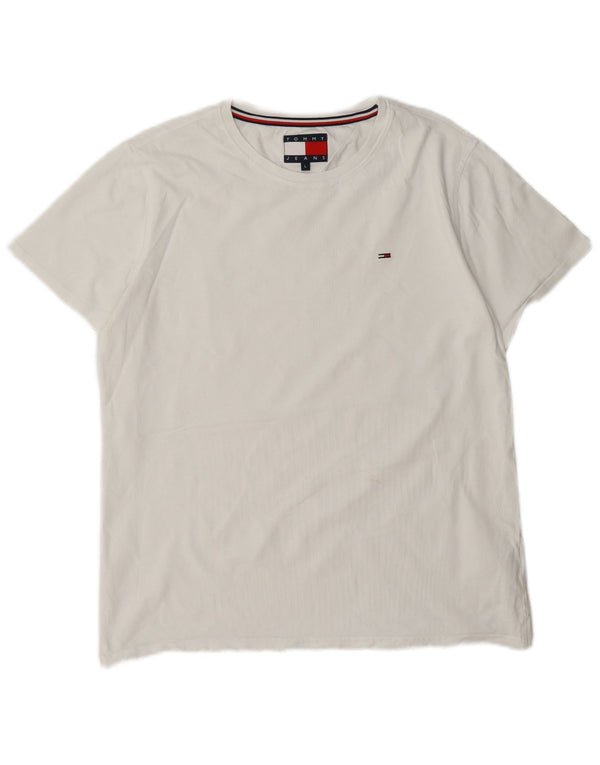 Tommy Hilfiger Γυναικείο T-Shirt Top UK 16 μεγάλο λευκό βαμβακερό