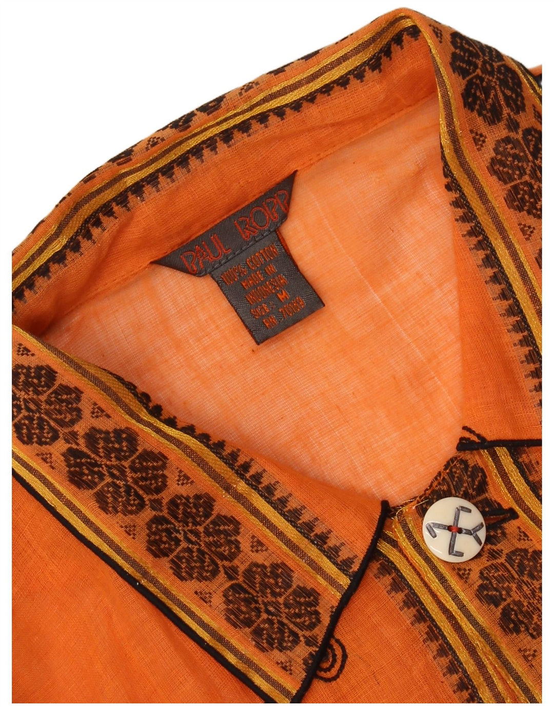 PAUL ROPP Γυναικεία See Through Oversized πουκάμισο UK 14 Medium Orange Paisley
