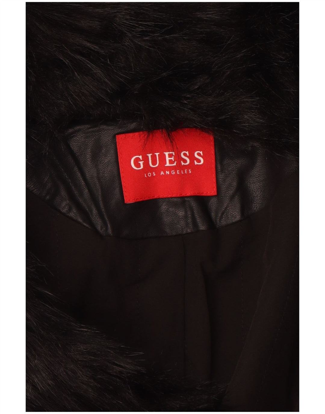 GUESS Γυναικείο Faux Leather Biker Jacket UK 6 XS Μαύρο Πολυουρεθάνη