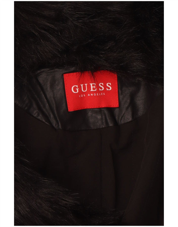 GUESS Γυναικείο Faux Leather Biker Jacket UK 6 XS Μαύρο Πολυουρεθάνη